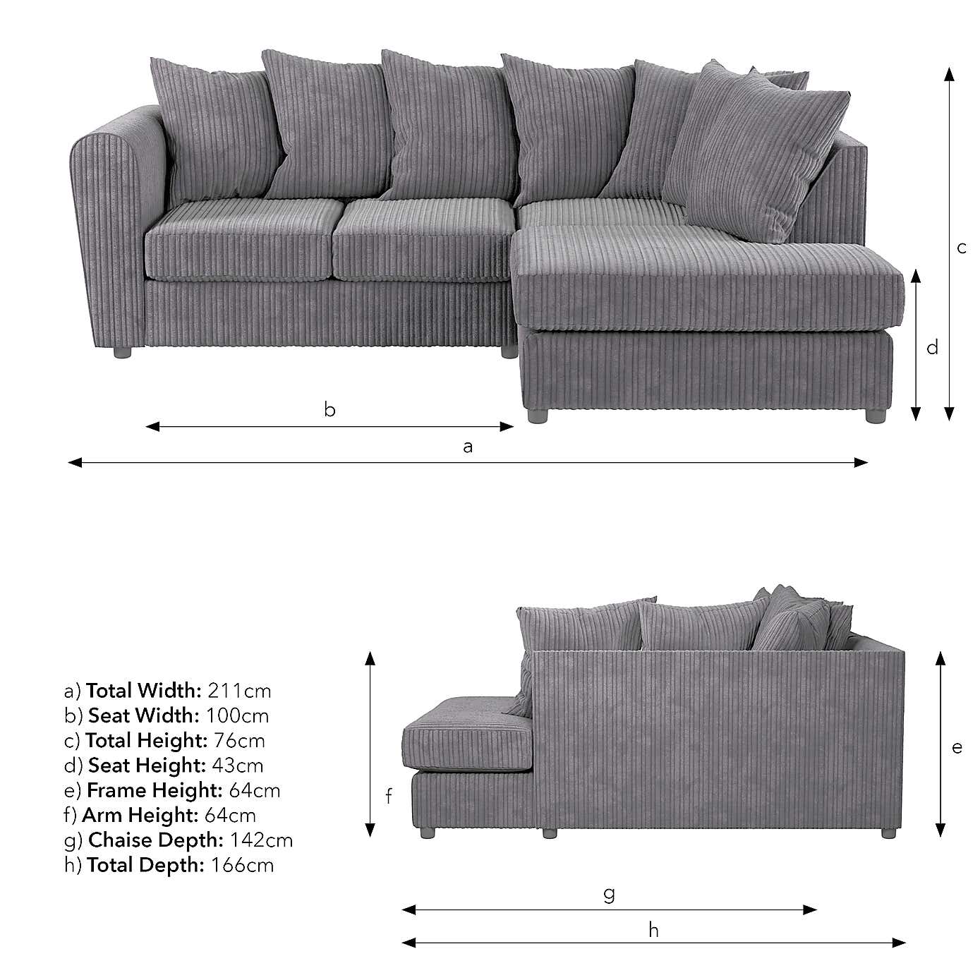 Blake Jumbo Cord Right Hand Corner Sofa