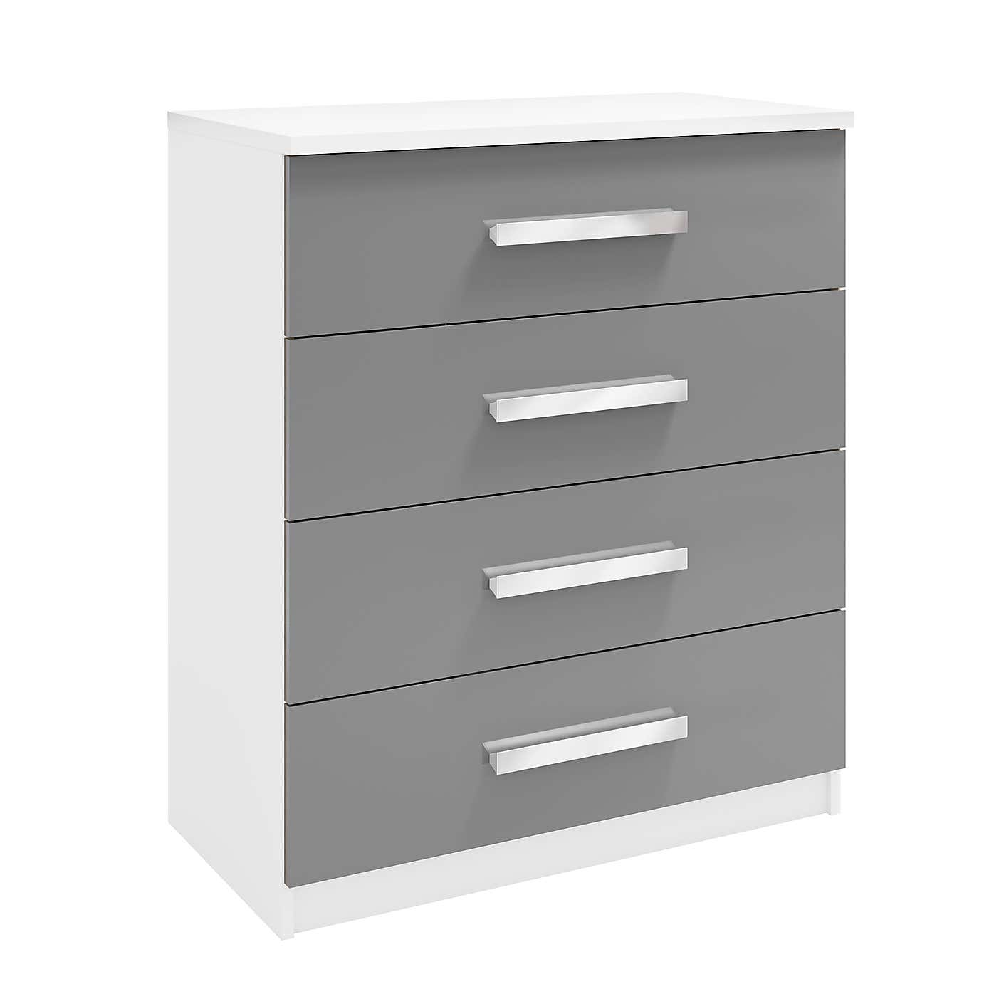 Sudbury 4 Drawer Chest, White and Grey