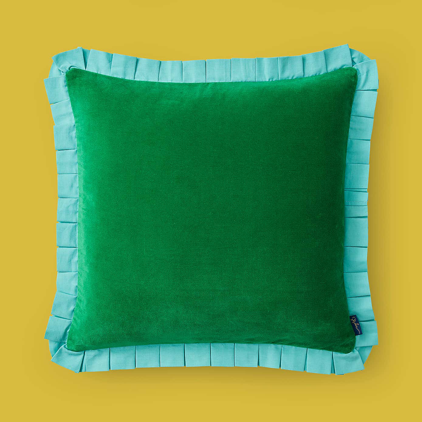Sophie Robinson Velvet Box Pleat Cotton Square Cushion