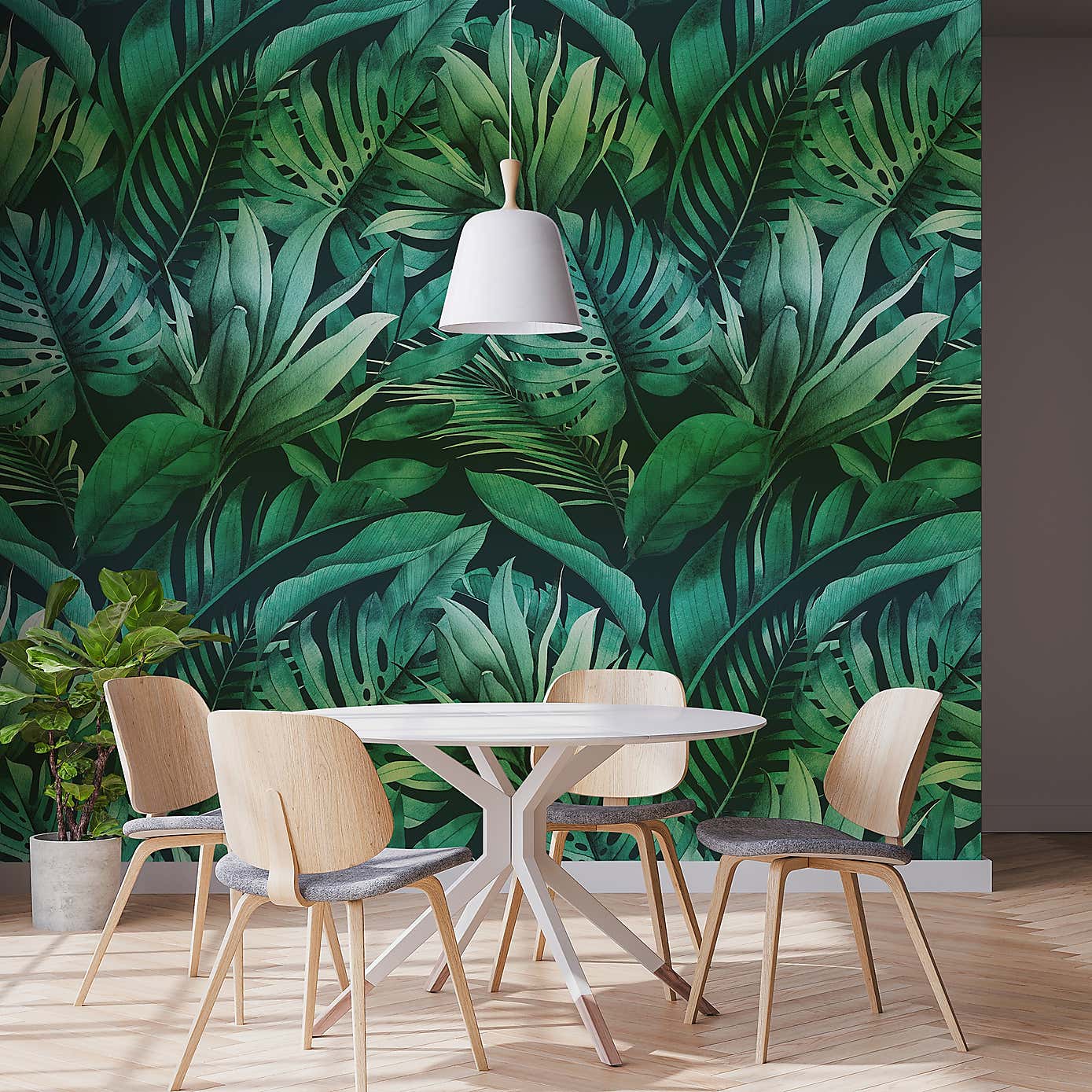 Tropical Leaves Green Mural