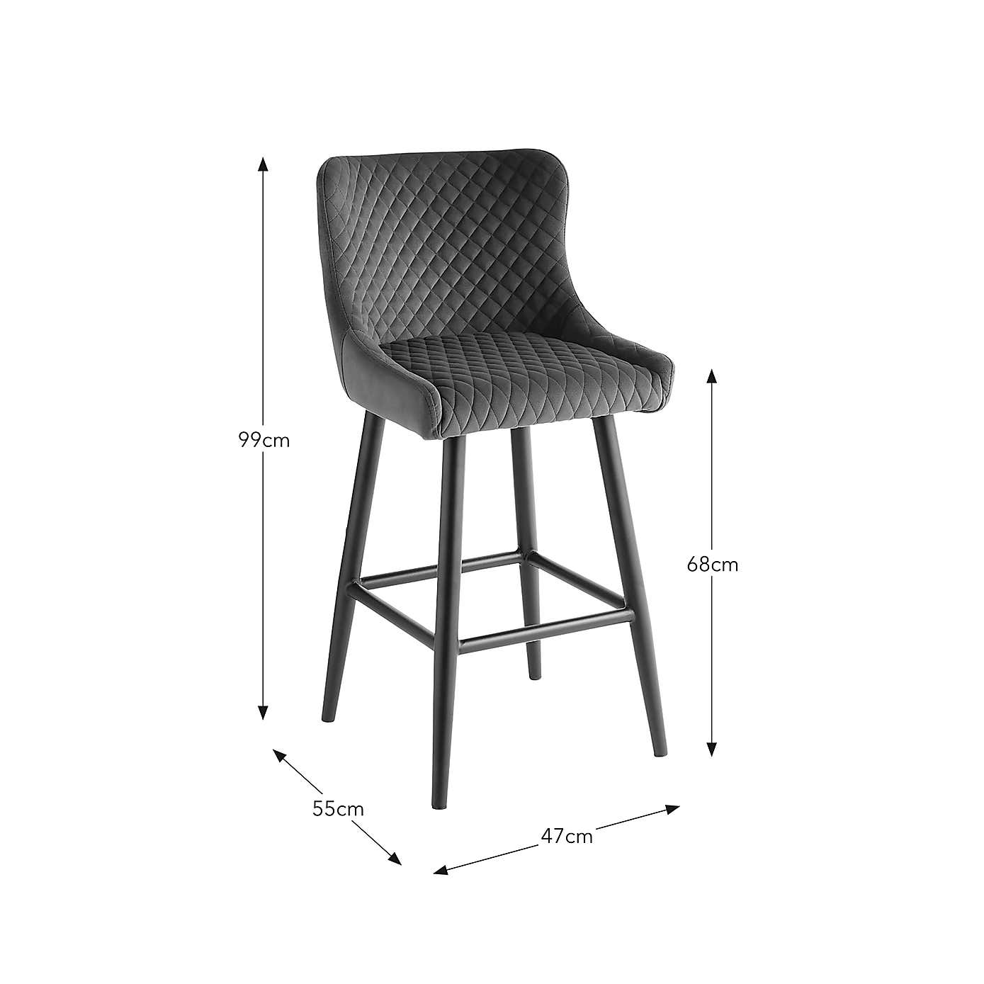 Montreal Bar Stool Charcoal Velvet