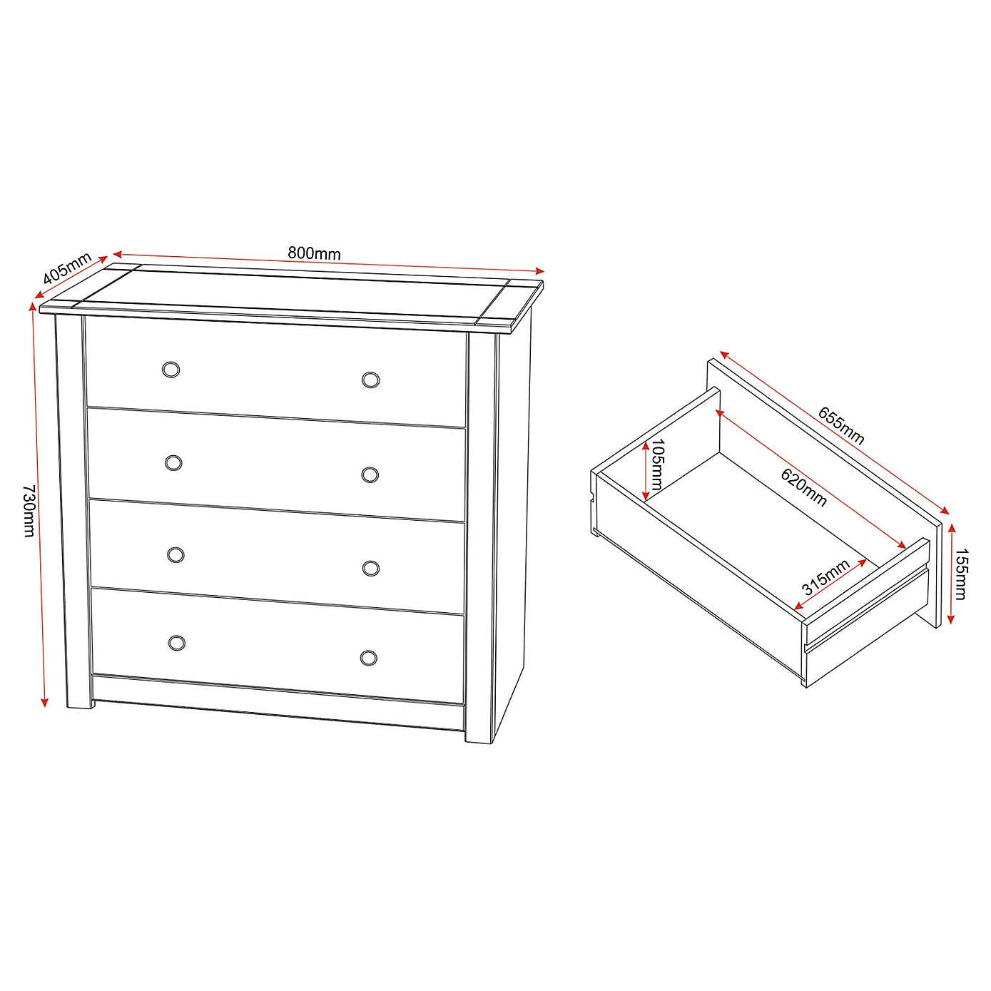Panama 4 Drawer Chest