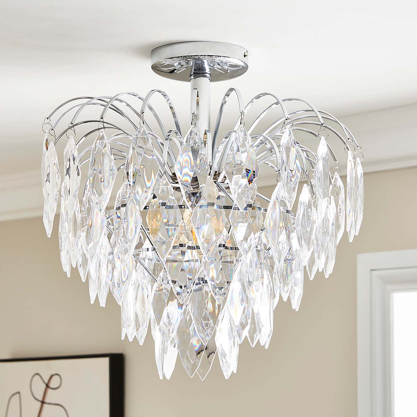 Parla 1 Light Chrome Semi-Flush Ceiling Fitting