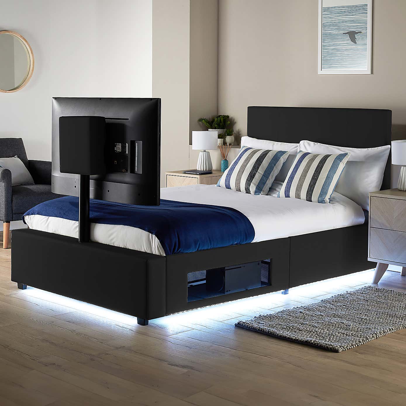 X Rocker Living Ava TV Bed with LED Lights and TV Mount