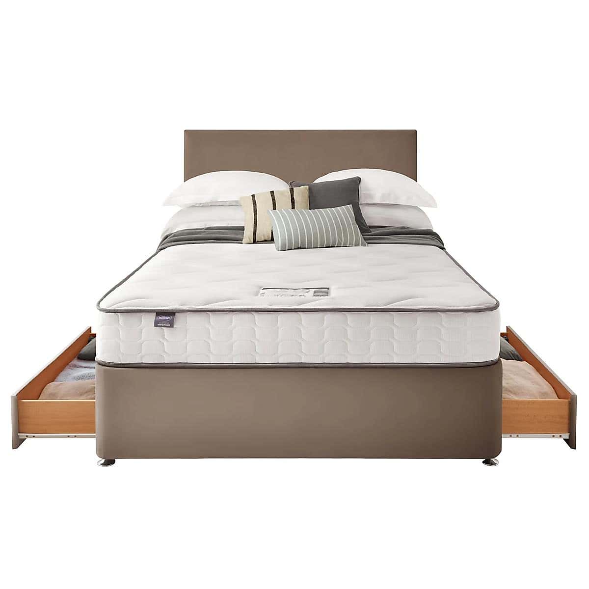 Silentnight 2 Drawer Divan Bed With Velvet Paris Headboard