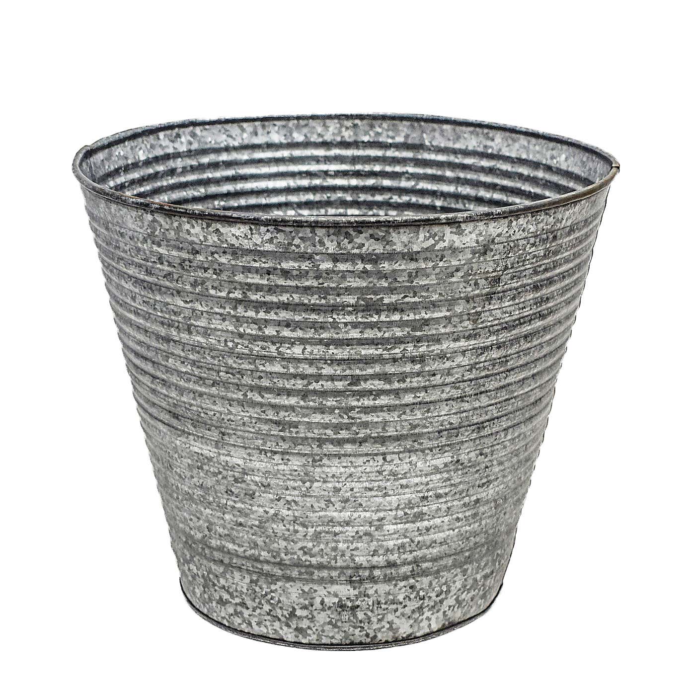 Set of 2 Ribbed Galvanised Planters