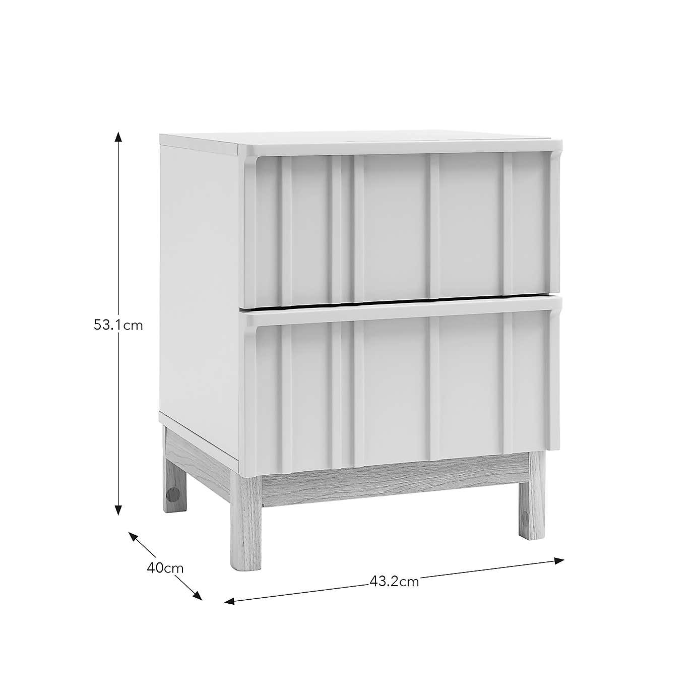 Elements Thompson 2 Drawer Bedside Table, Mushroom Grey