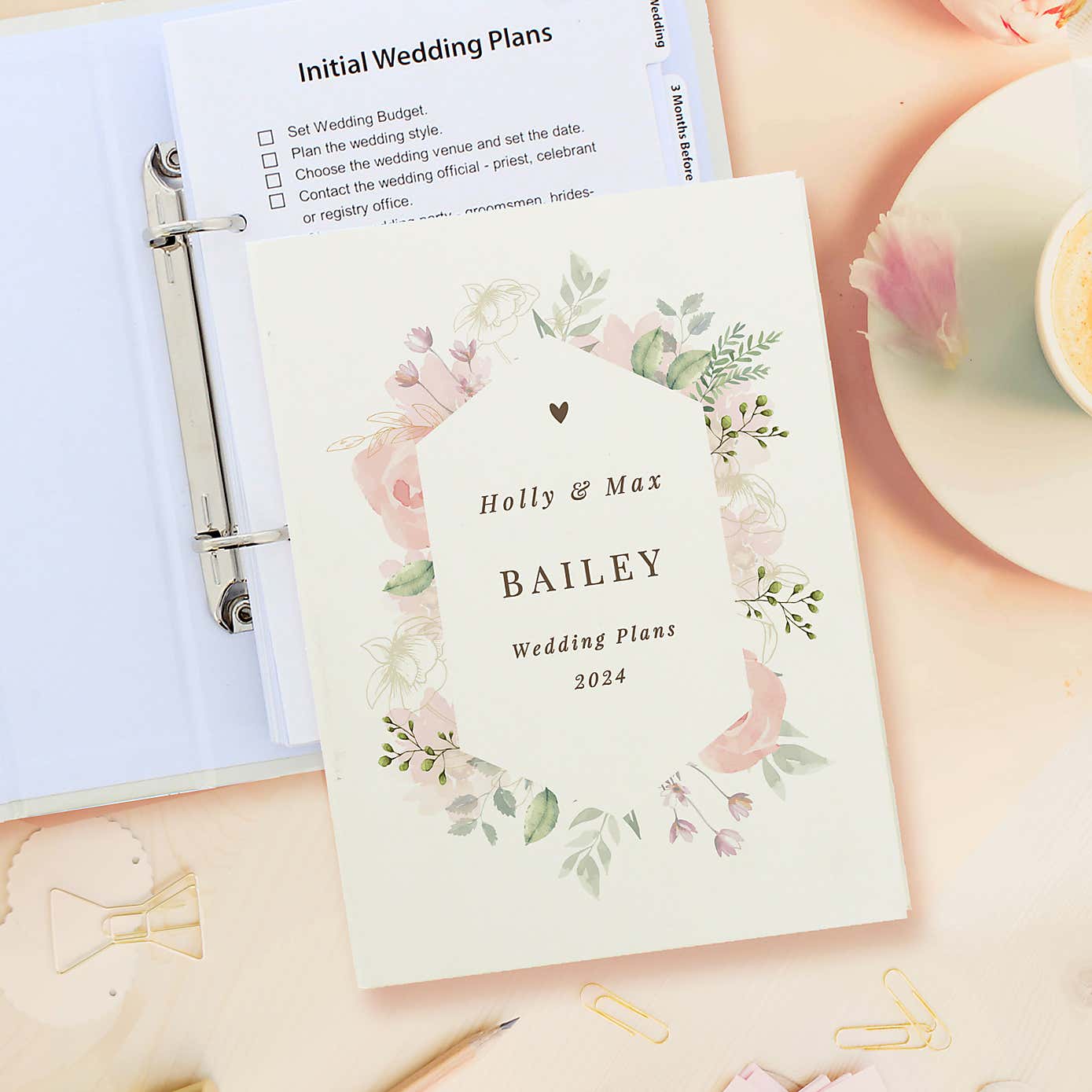Personalised Floral Watercolour Wedding Planner