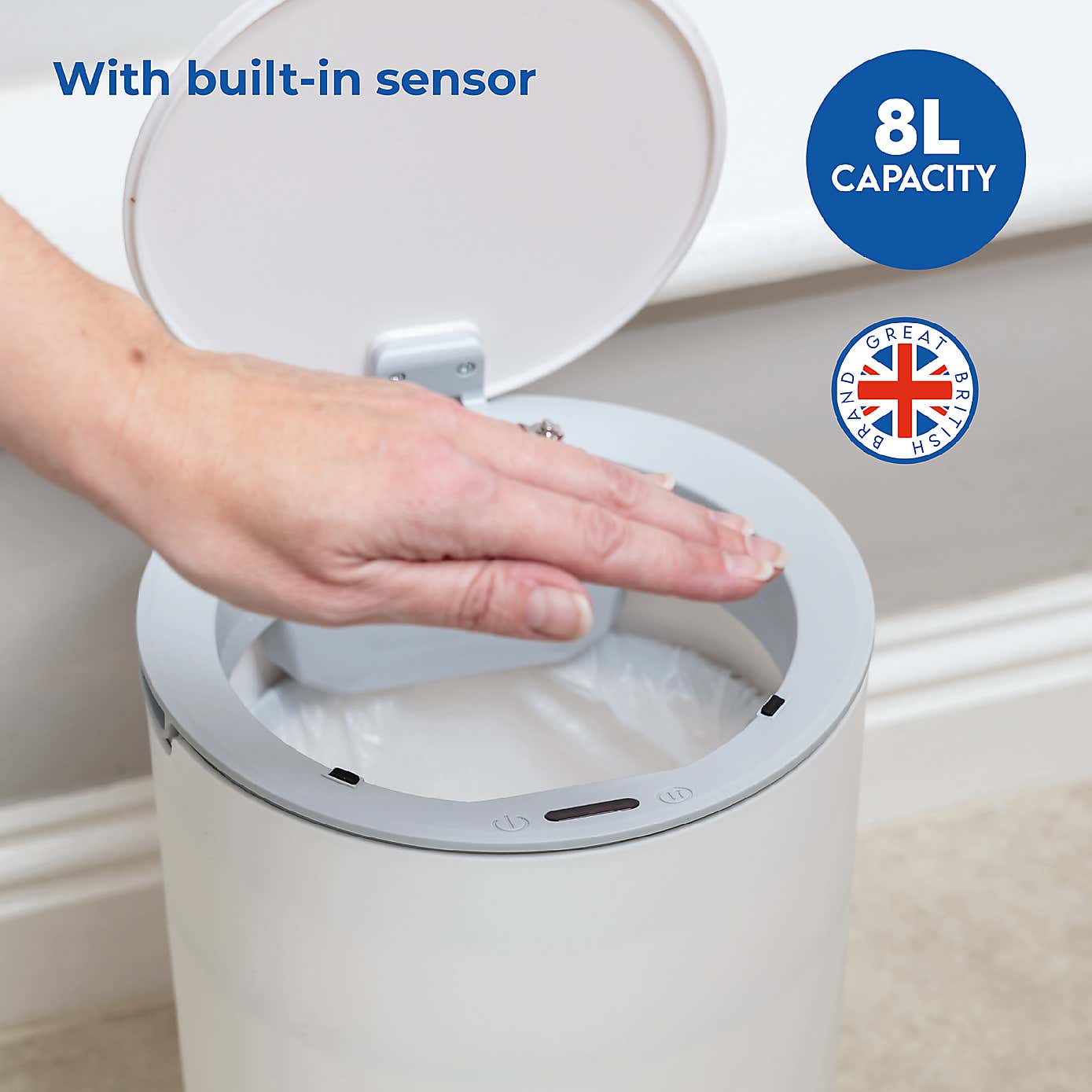 Addis 8L Grey & White Sensor Bin