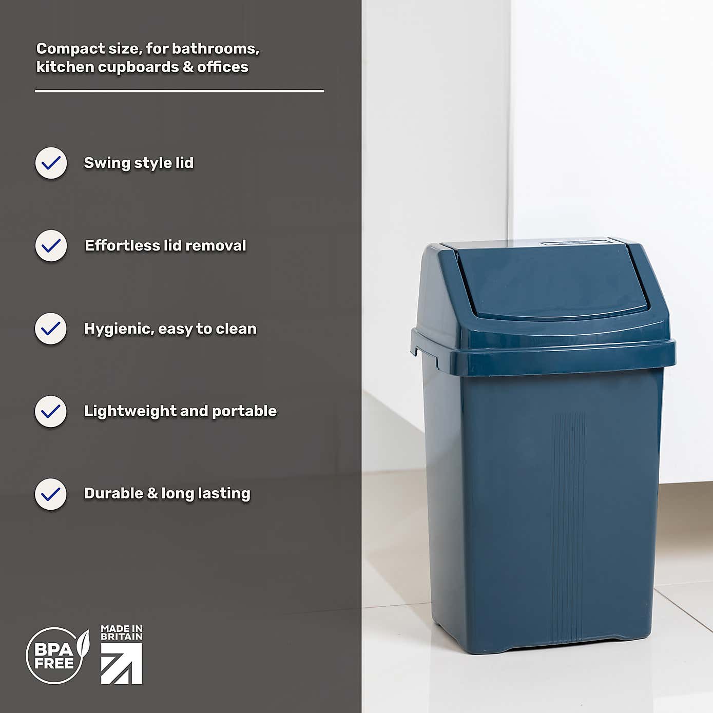 Wham Casa Navy 8L Swing Bin