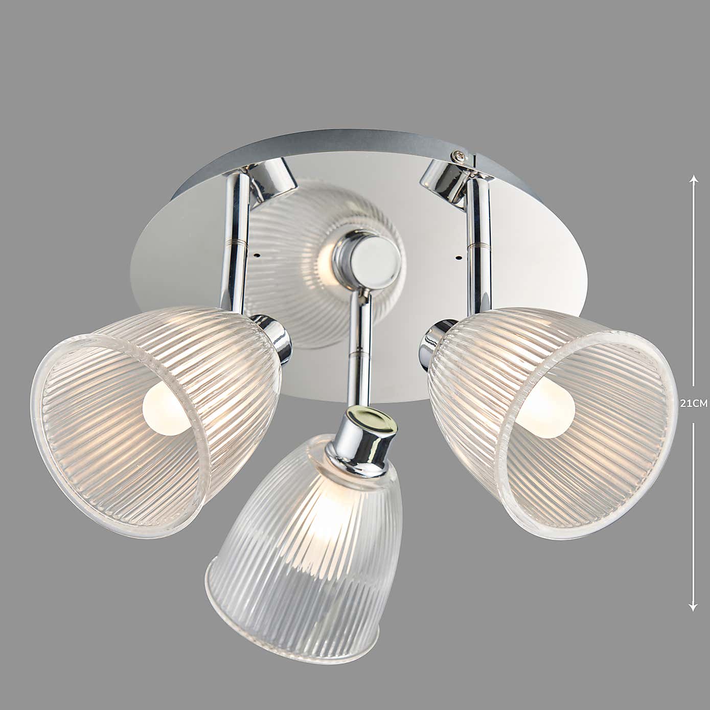 Bremont 3 Light Ribbed Glass Bathroom Spotlight