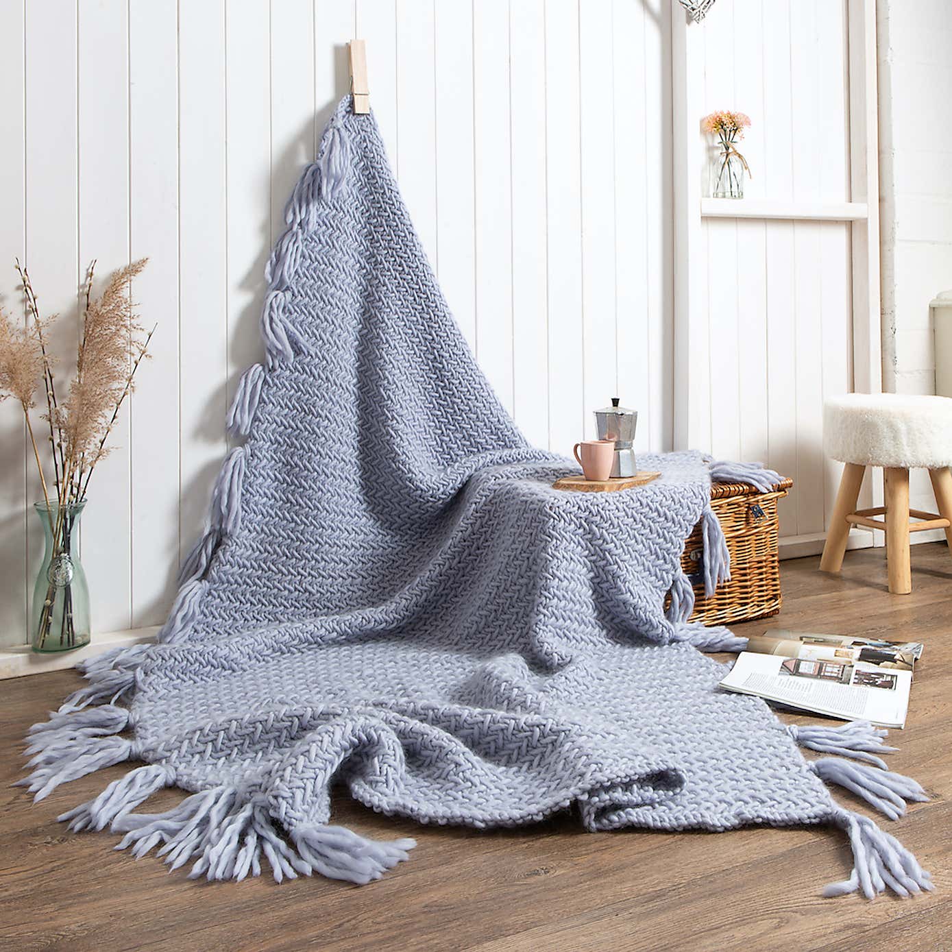 Wool Couture Weekender Blue Blanket Knitting Kit