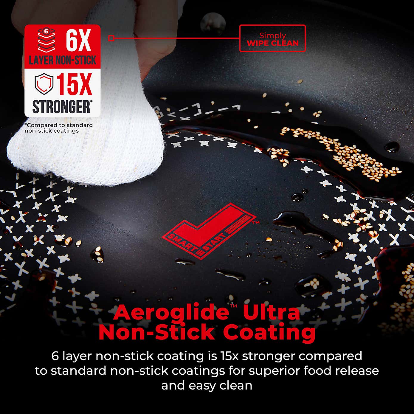 Tower Smart Start Non-Stick Ultra Forged Aluminium Wok, 28cm