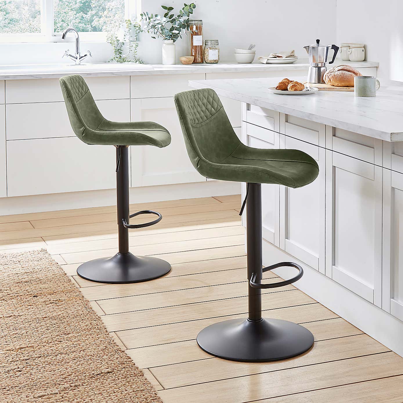 Walden Height Adjustable Bar Stool, Faux Leather