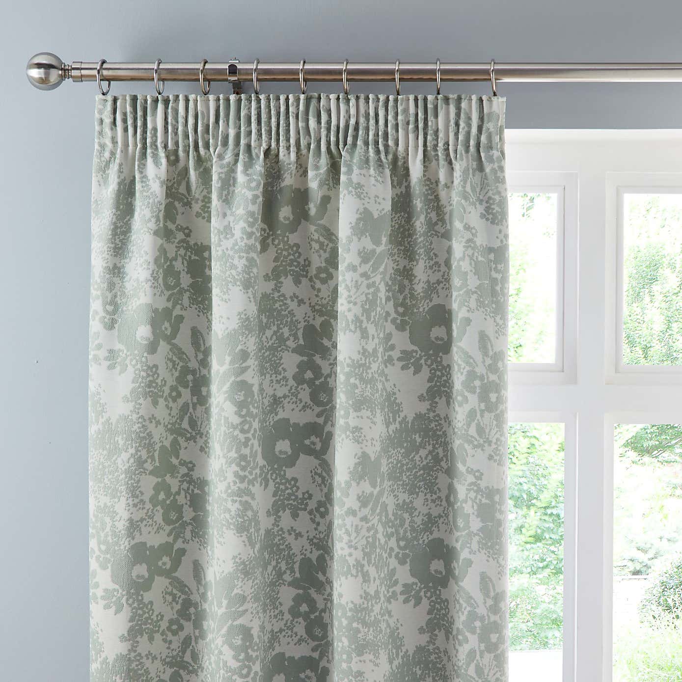 Sofia Floral Pencil Pleat Curtains