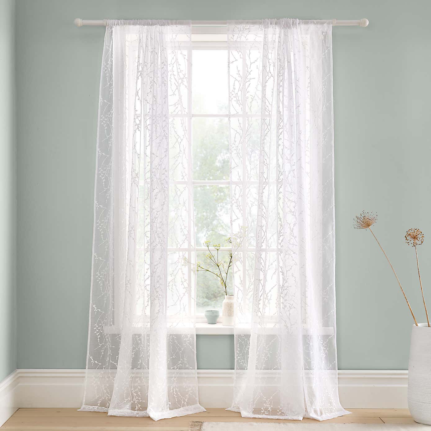 Belle Embroidery Slot Top Voile Curtains