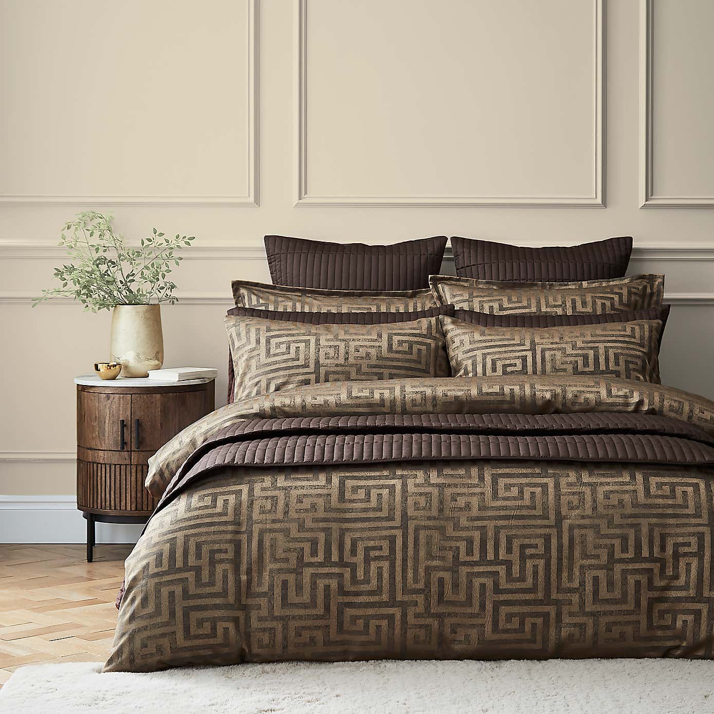 Hotel Tris Greek Key Gold Oxford Pillowcase