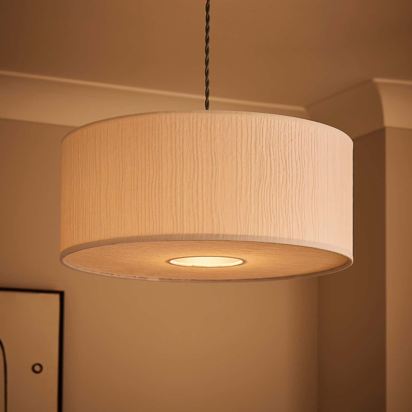 Rippled Paper Shallow Diffuser Drum Lamp Shade