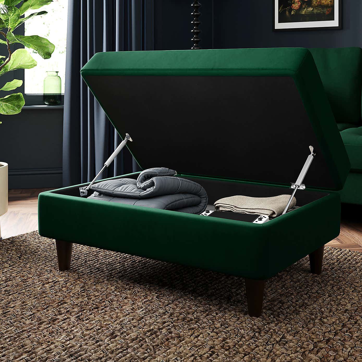 Zoe Velvet Storage Footstool
