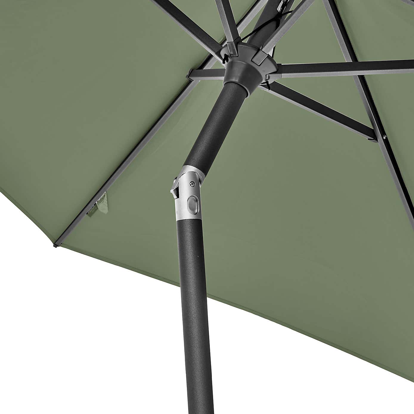 Riva 2.5m Round Parasol with Rome Polished Black Granite Wheeled Parasol Base