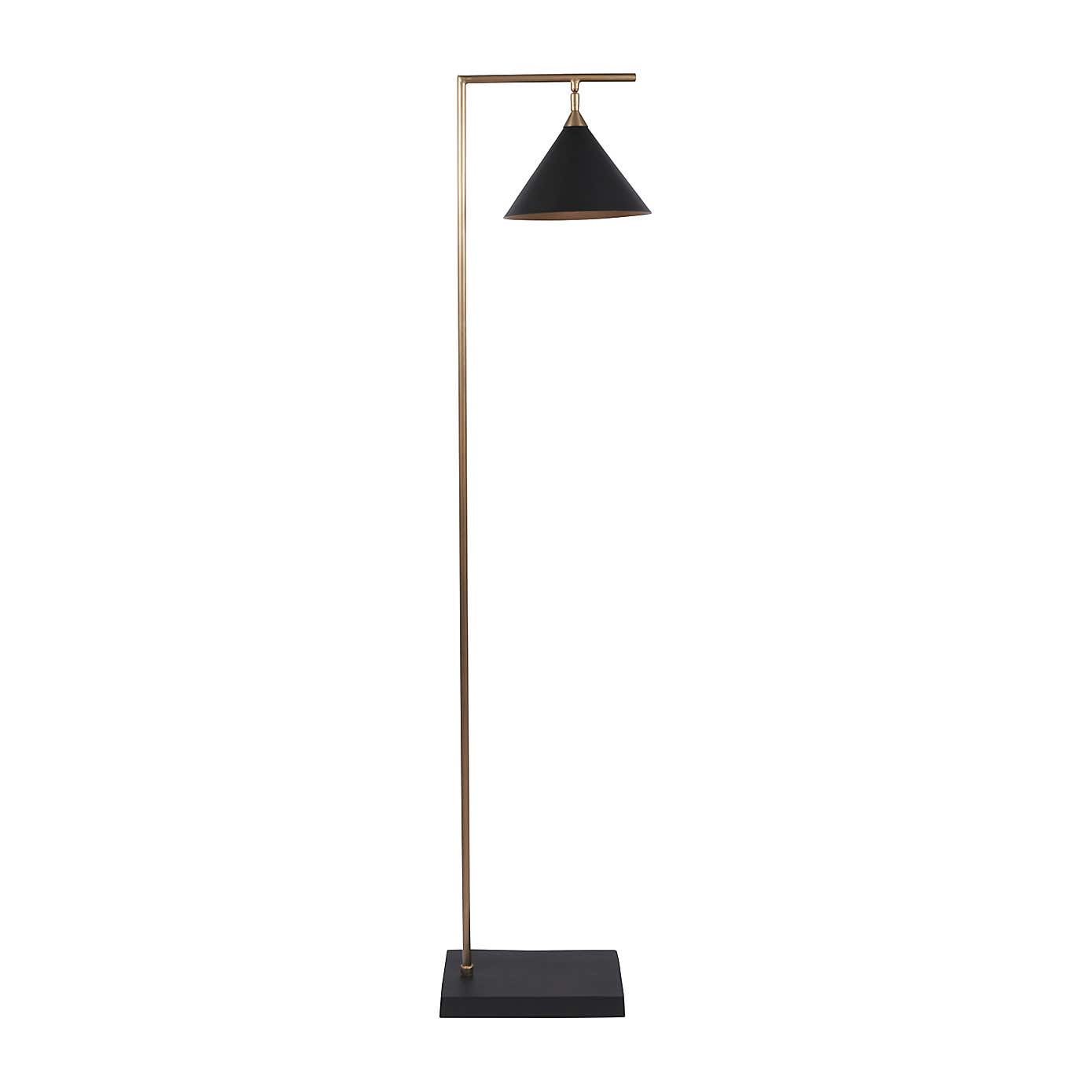 Zeta Matt Black and Antique Brass Floor Lamp