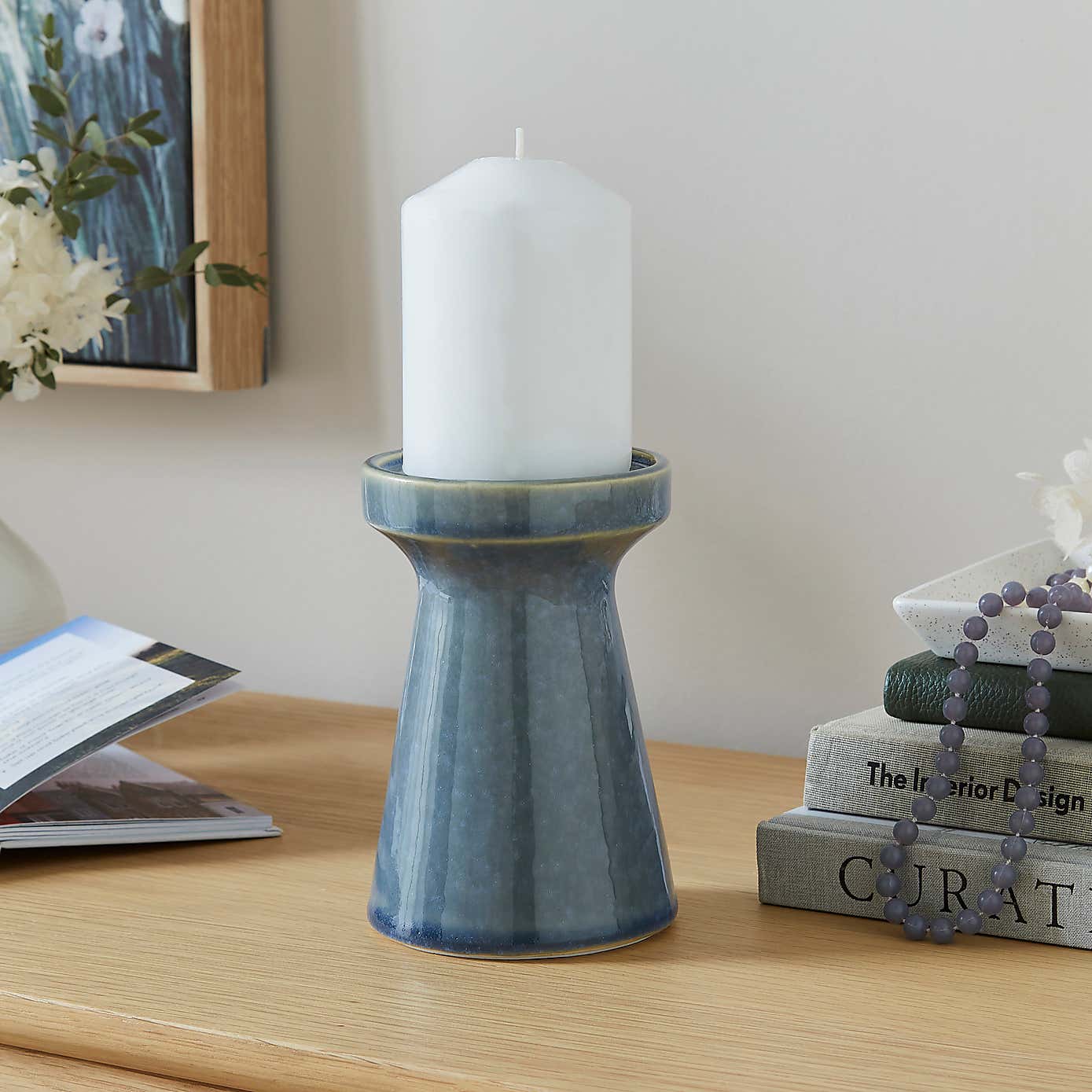 Reactive Glaze Ceramic Pillar Candle Holder