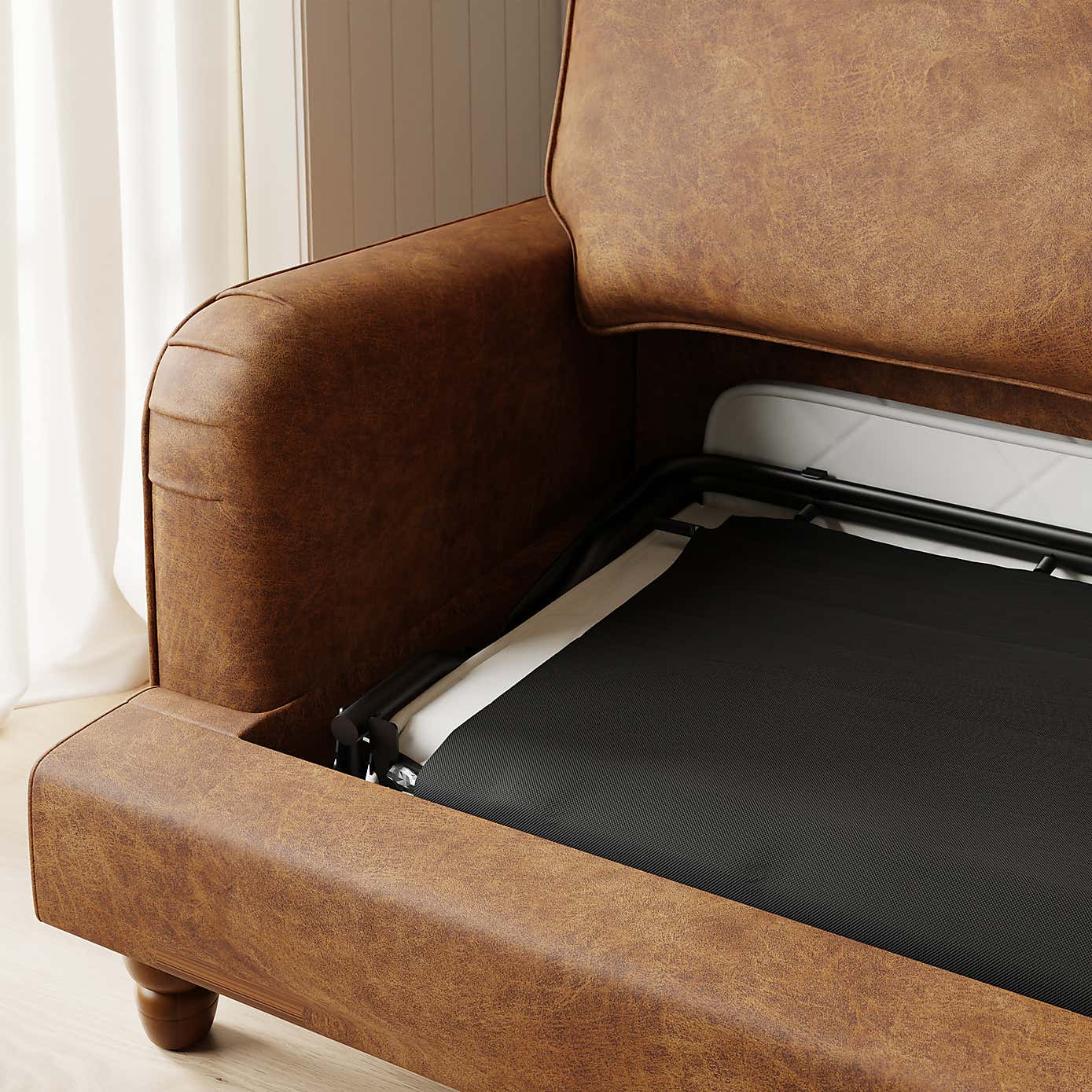 Beatrice Relaxed Faux Leather Sofa Bed