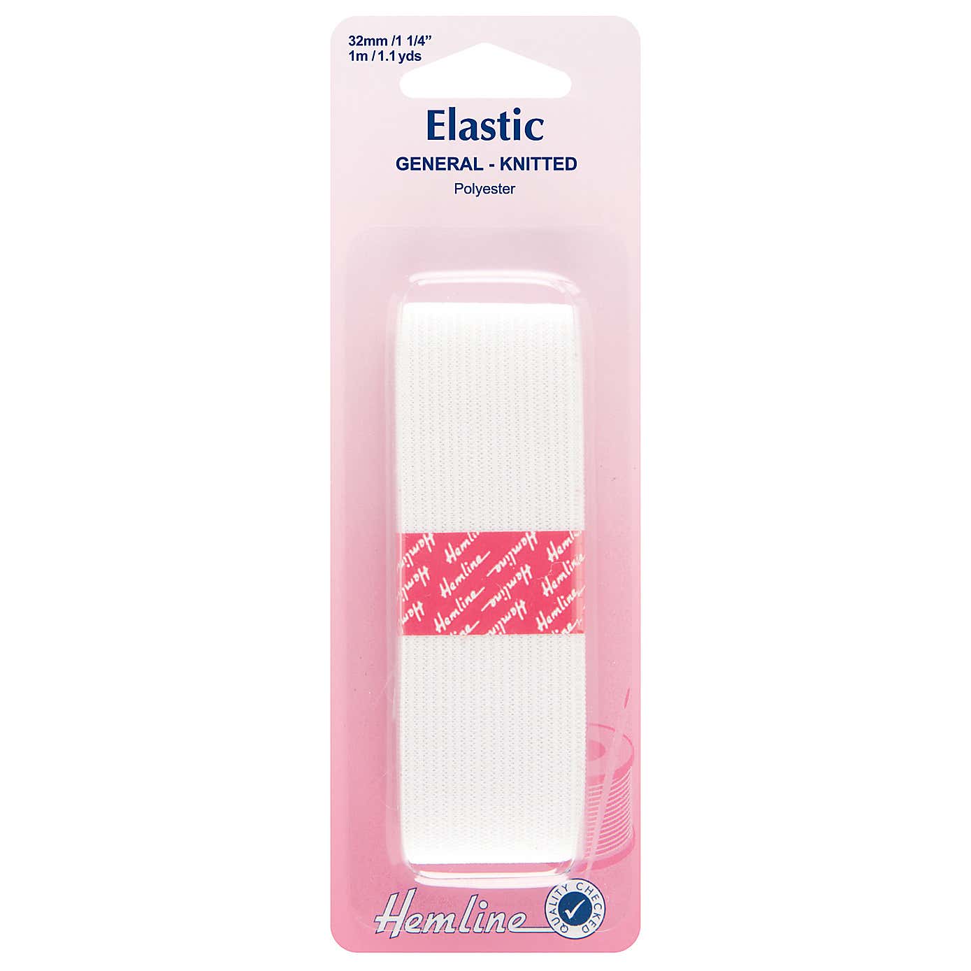 Hemline White Elastic 2m