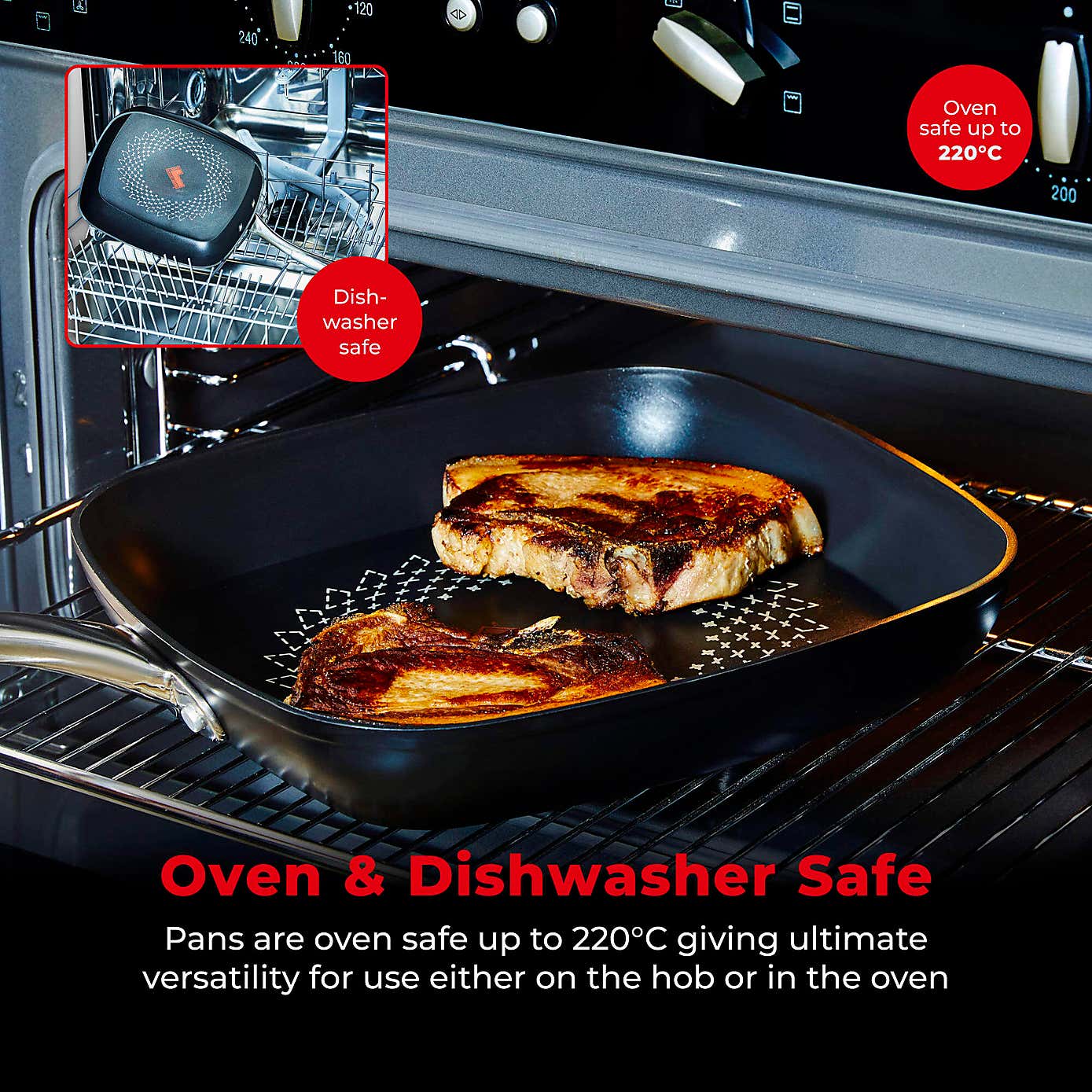 Tower Smart Start Non-Stick Ultra Forged Aluminium Grill Pan, 26cm