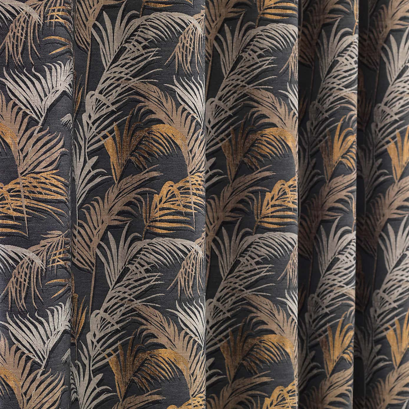 Palm Charcoal Eyelet Curtains