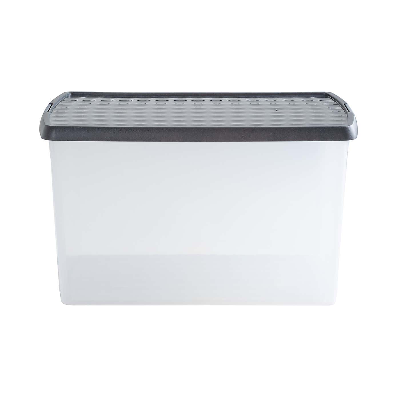 Wham Crystal Pack of 4 62L Clip Lock Storage Boxes with Lids