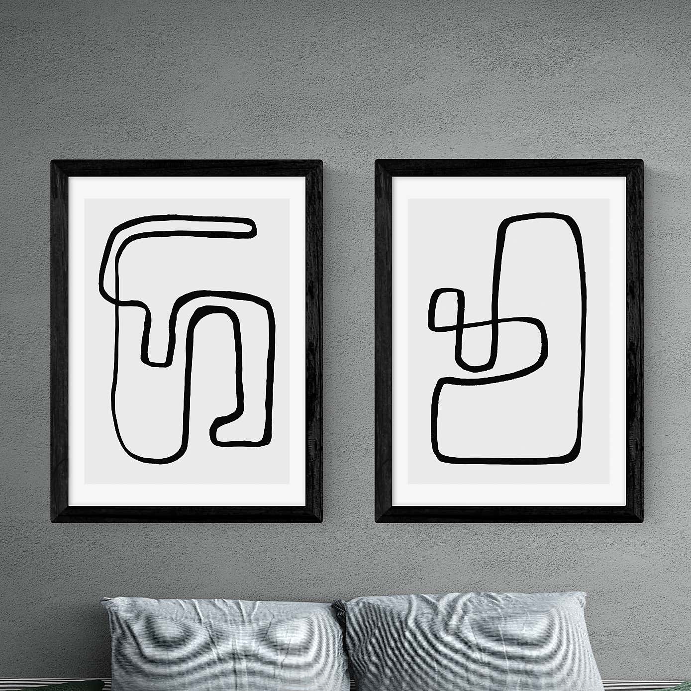 East End Prints Abstract Monochrome Set of 2 Prints by Rafael Farias