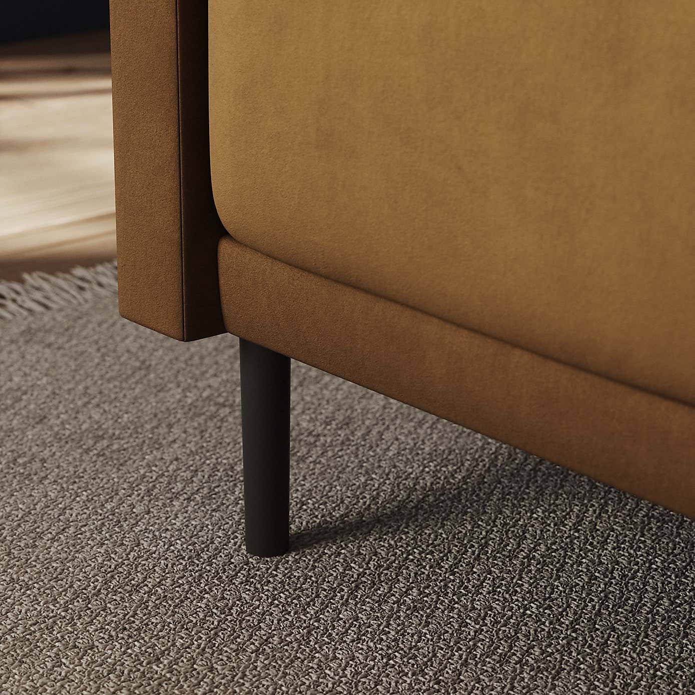 Amali Corner Dining Bench, Matte Plush Velvet