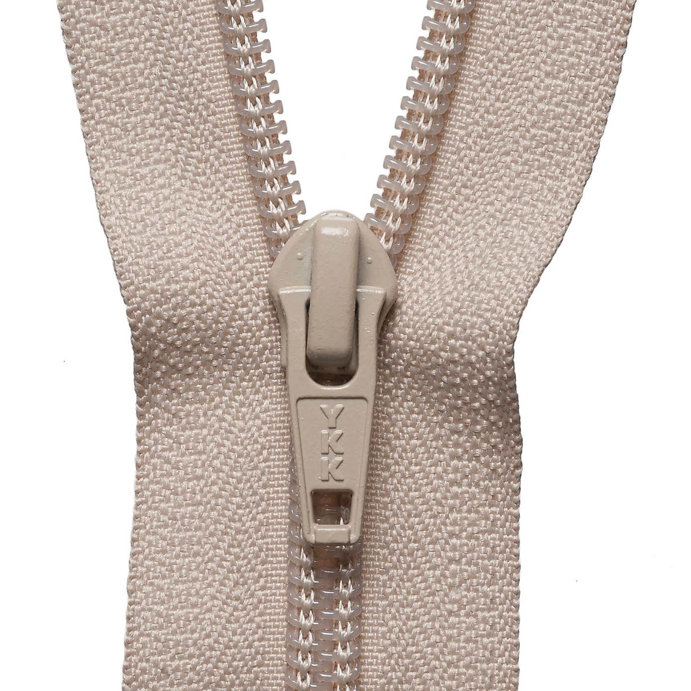 Beige Open End Zip