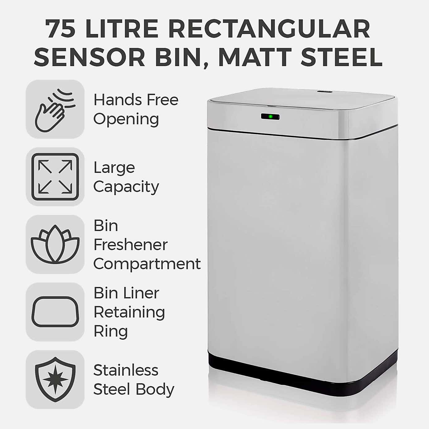 Tower 75L Rectangular Sensor Bin