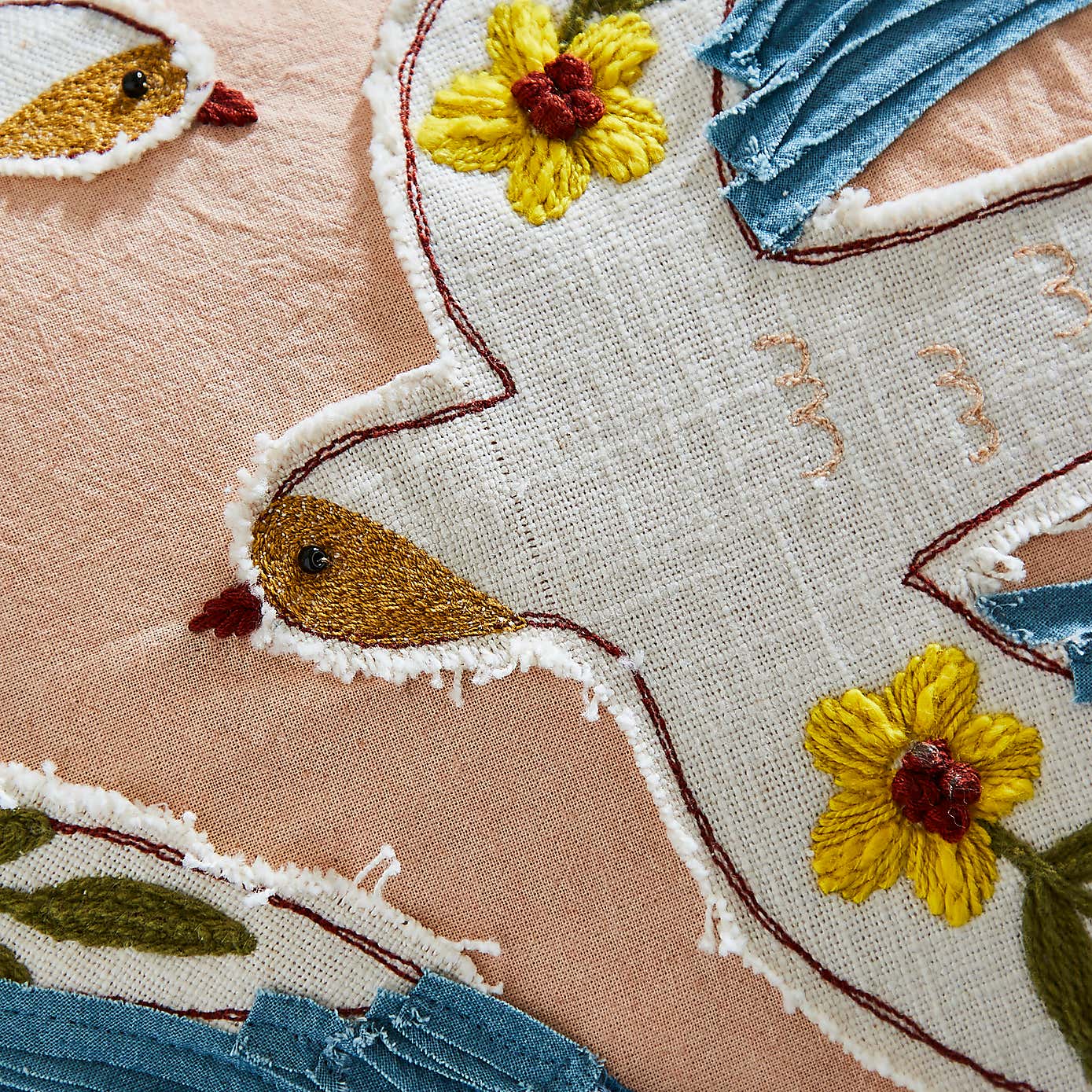 Heart Soul Applique Birds Cushion, 30x50