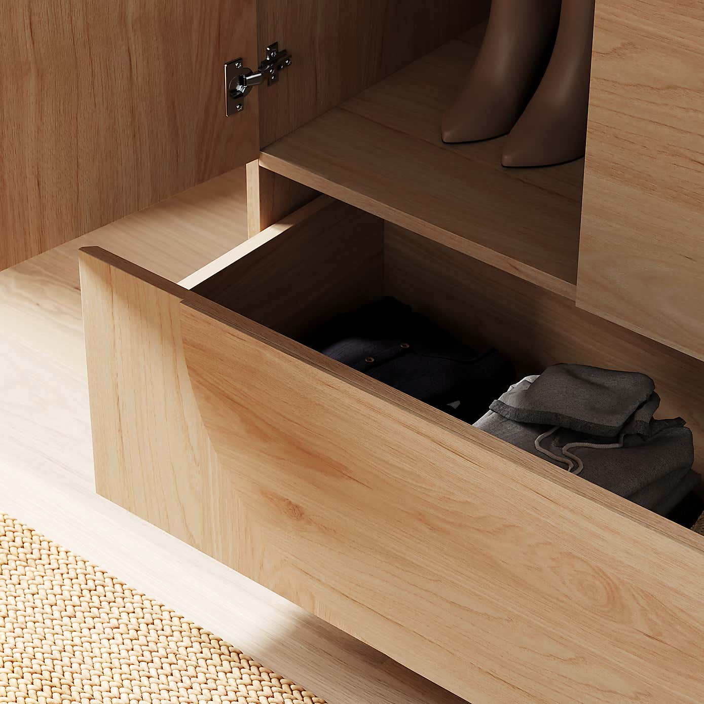 Aldo Double Wardrobe, Light Oak