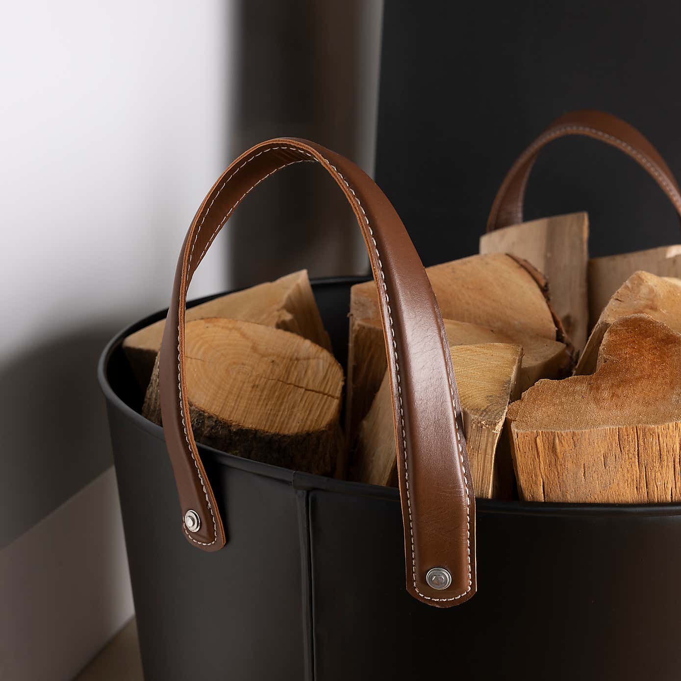 Snug - Fireside Mulberry Iron & Leather Firewood Bucket