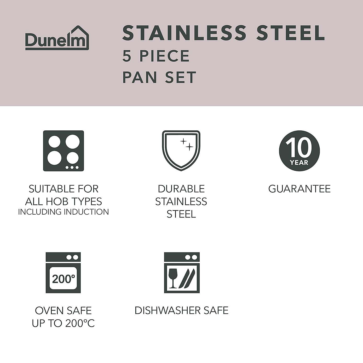 Recycled Stainless Steel 5 Piece Pan Set