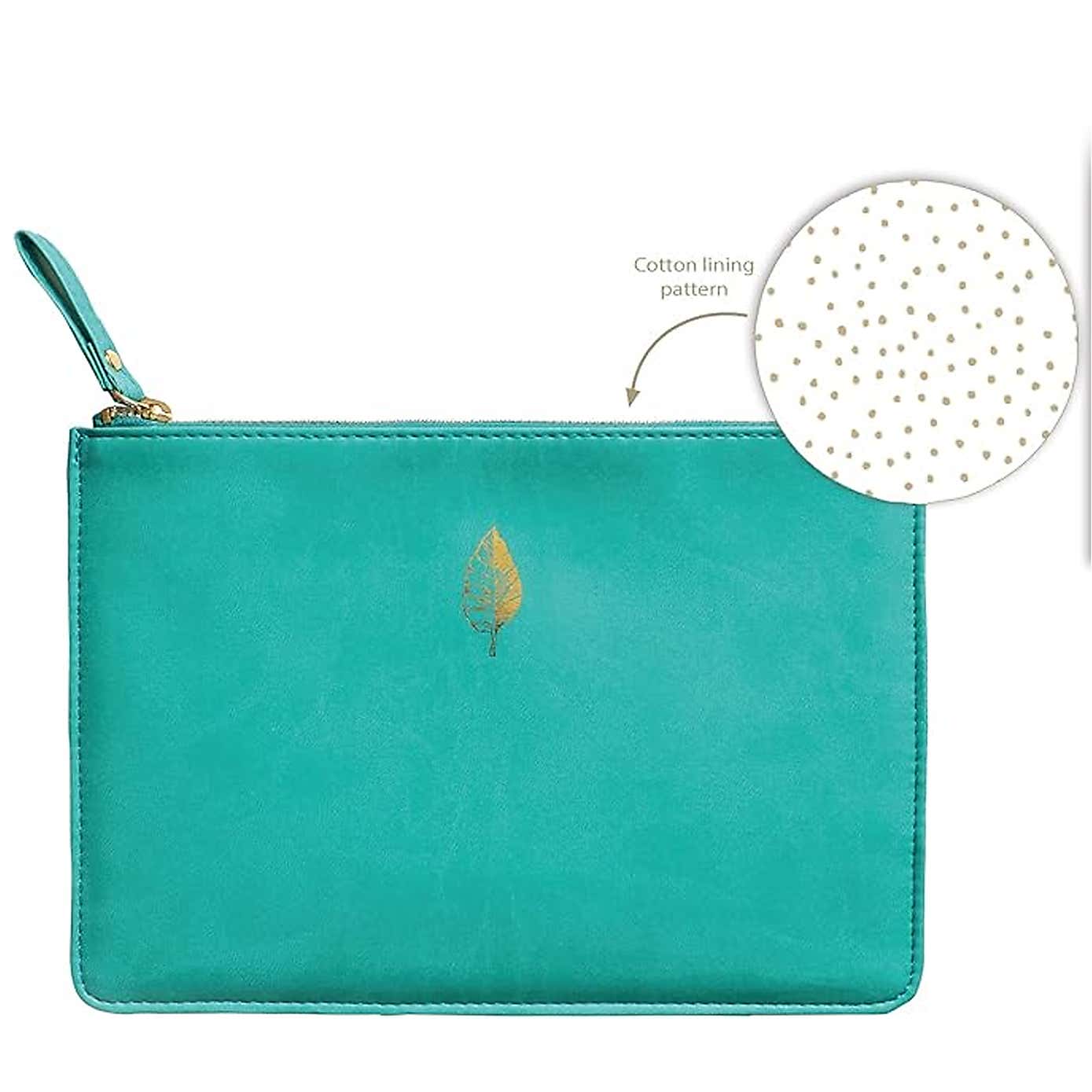 Brandvine Leaf Teal Pouch with Keyring