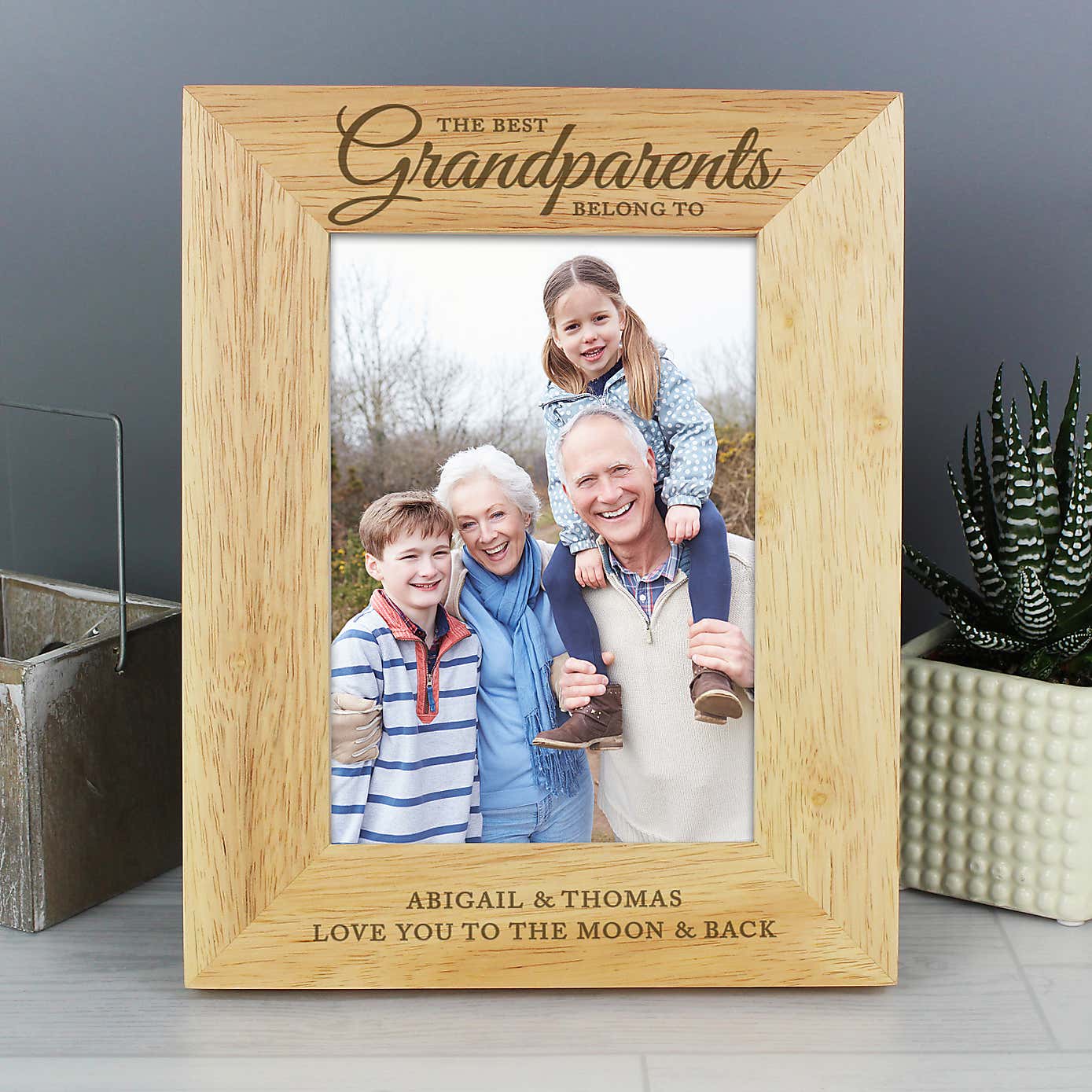 Personalised The Best Grandparents Light Wood Portrait Photo Frame