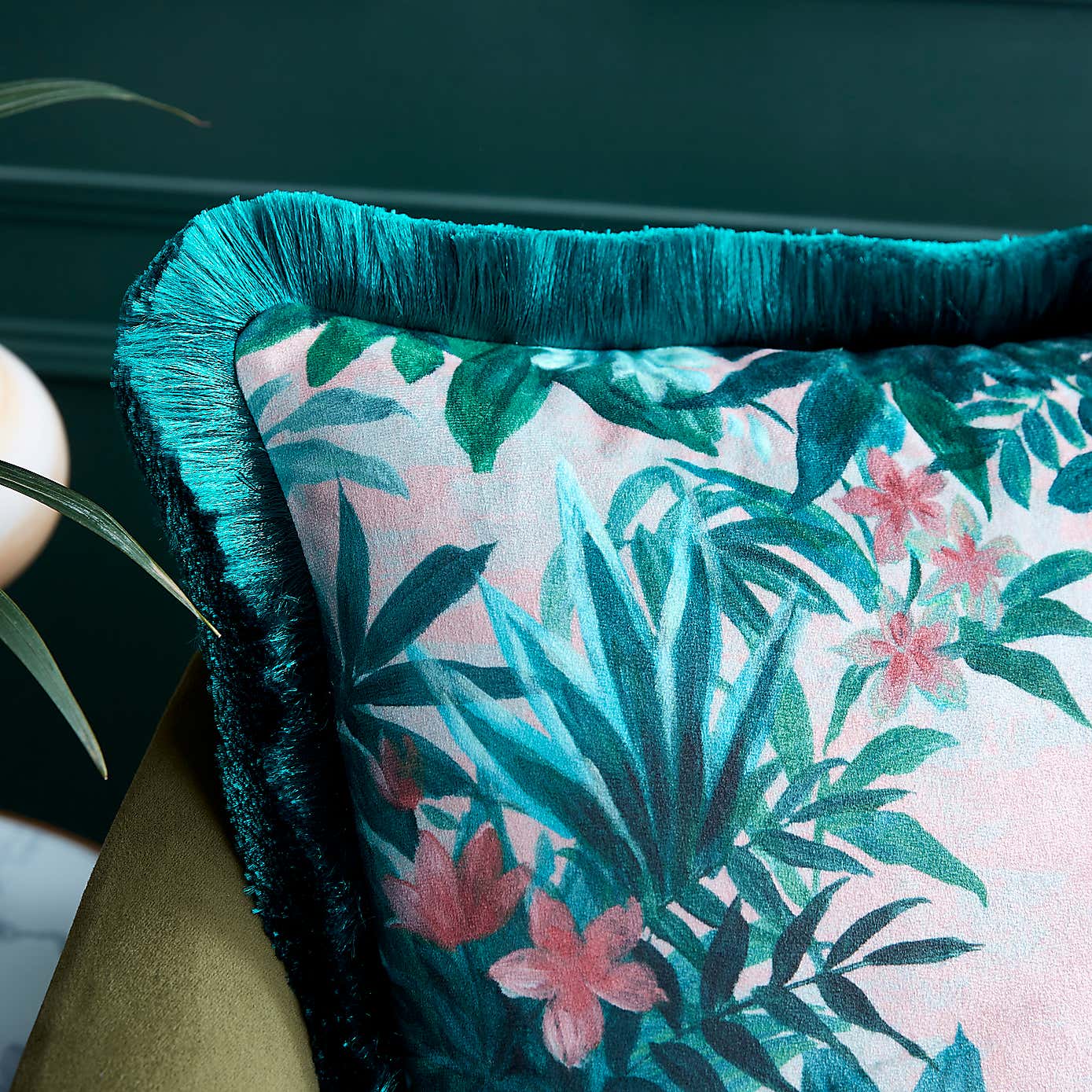 Tropical Fringed Square Cushion Cover
