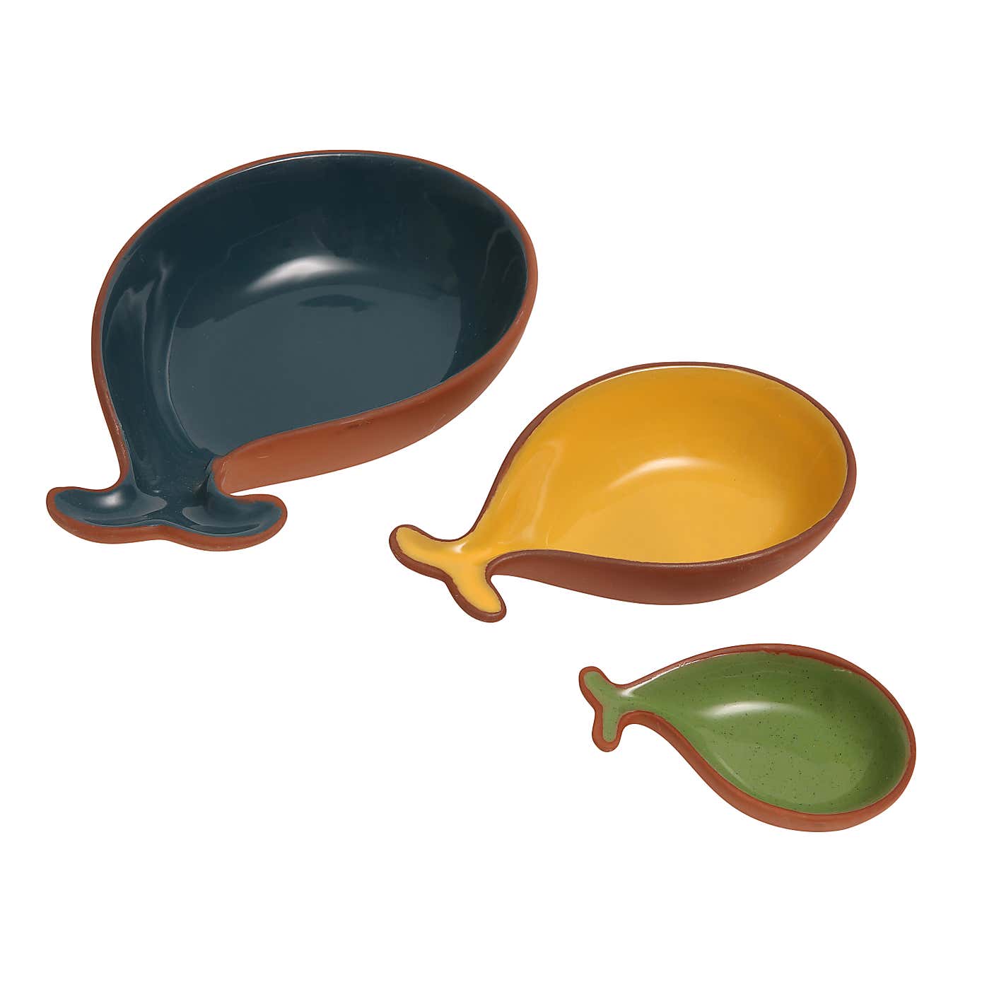 Dexam Sintra Set of 3 Glazed Terracotta Fish Tapas Dishes