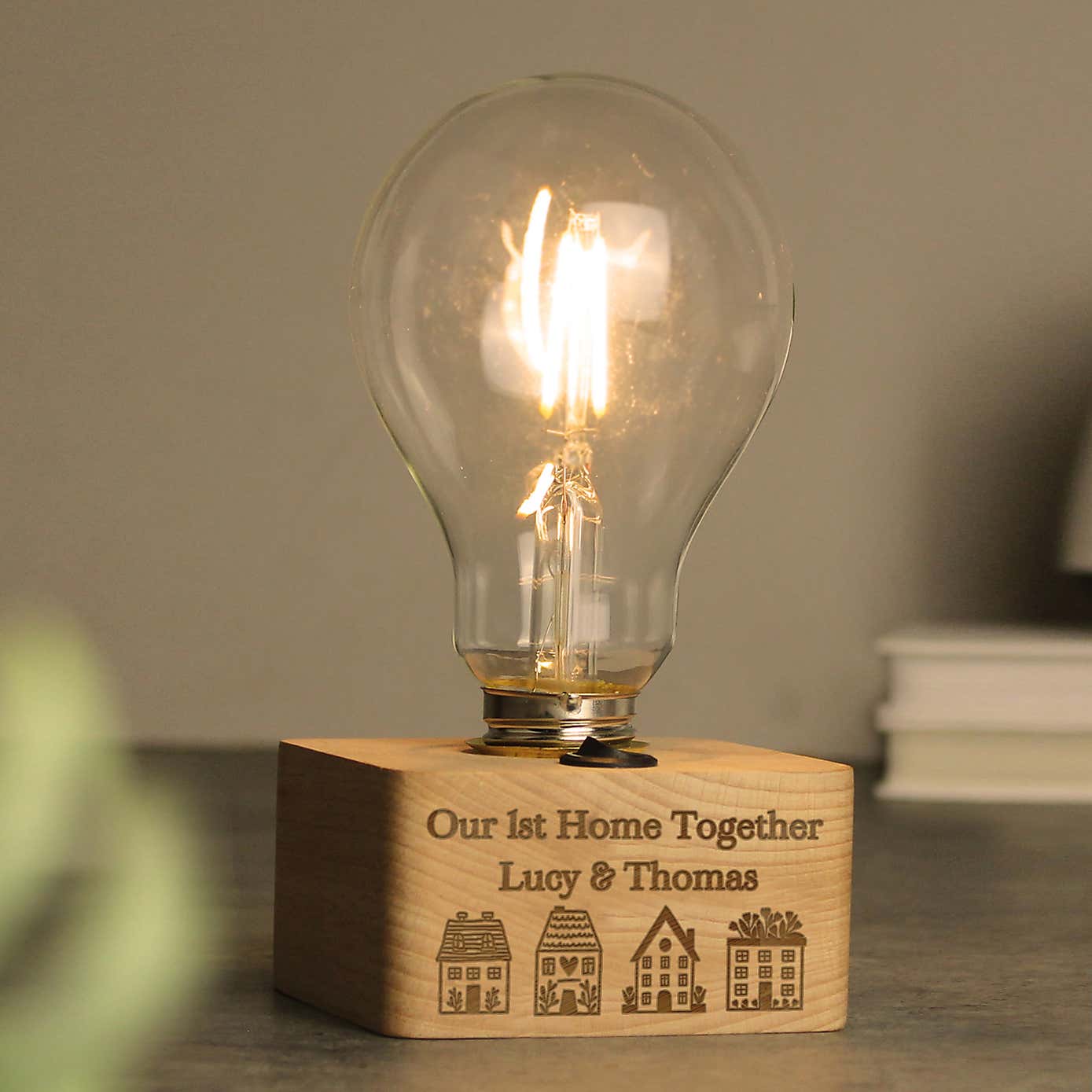 Personalised Home Wooden Light Bulb