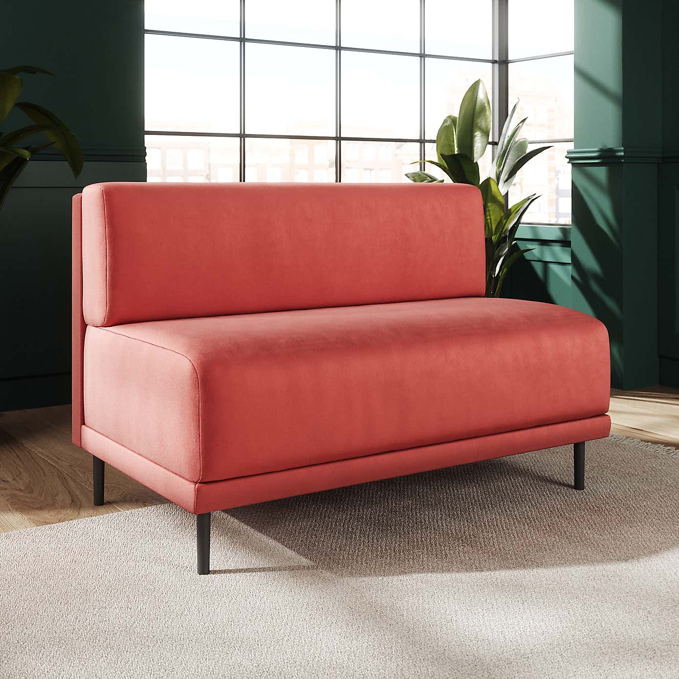 Mae Long Dining Bench, Matte Plush Velvet