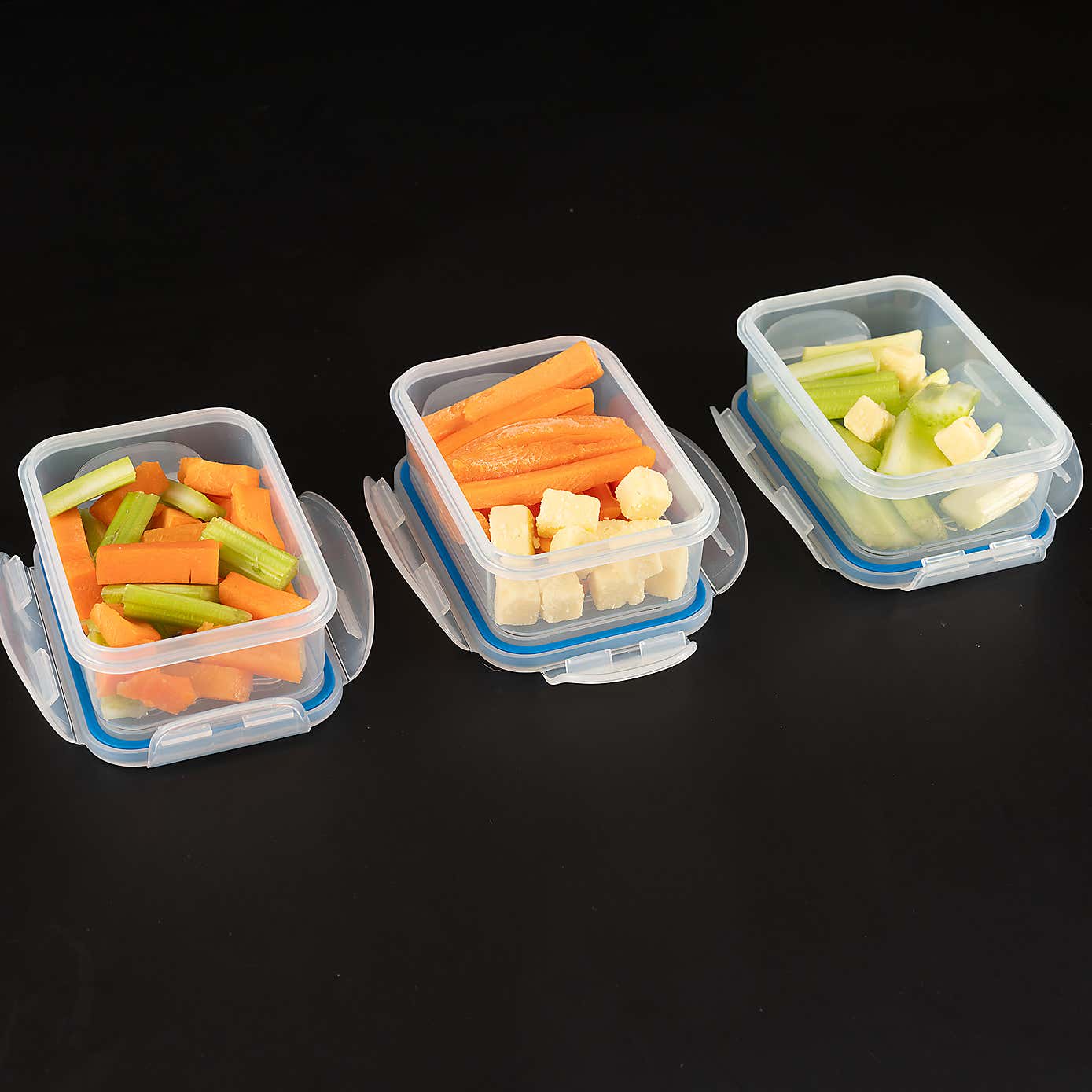 ADDIS Set of 3 Rectangular 0.24L Clip Tight Storage Containers