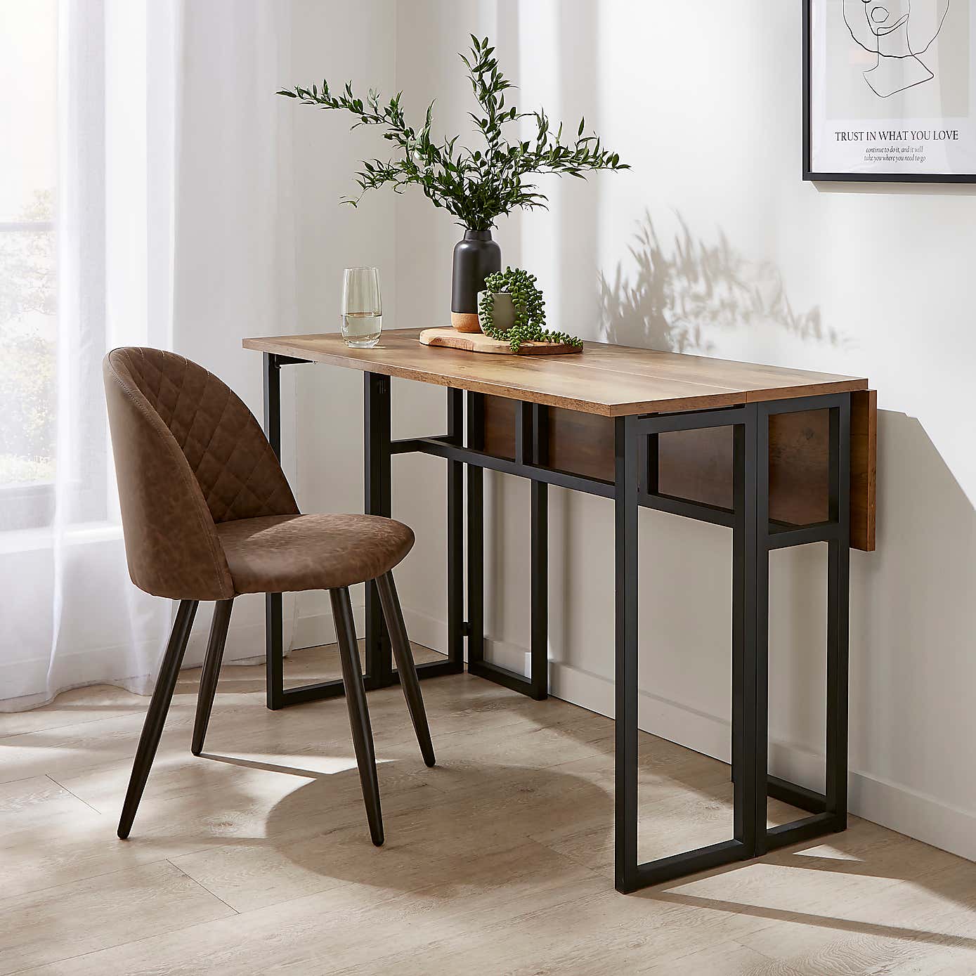 Fulton 4 Seater Console Dining Table, Pine Effect