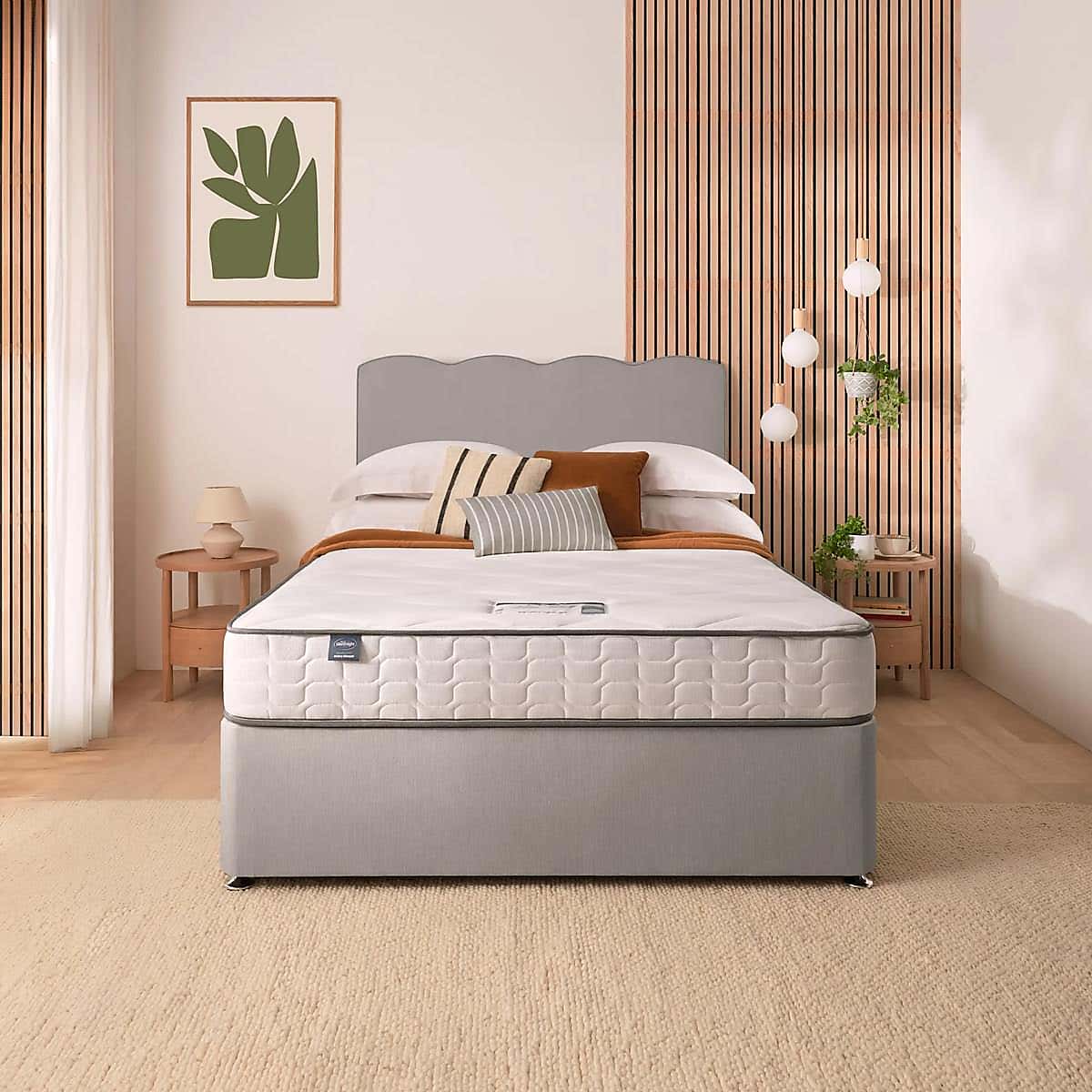 Silentnight 2 Drawer Divan Bed With Fabric Wave Headboard