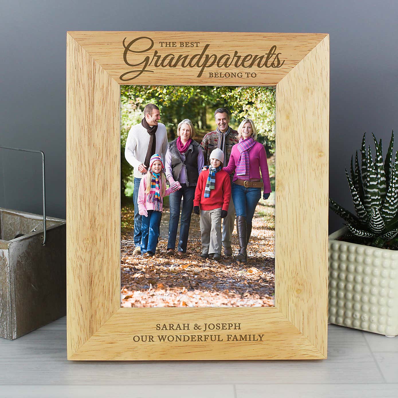 Personalised The Best Grandparents Light Wood Portrait Photo Frame