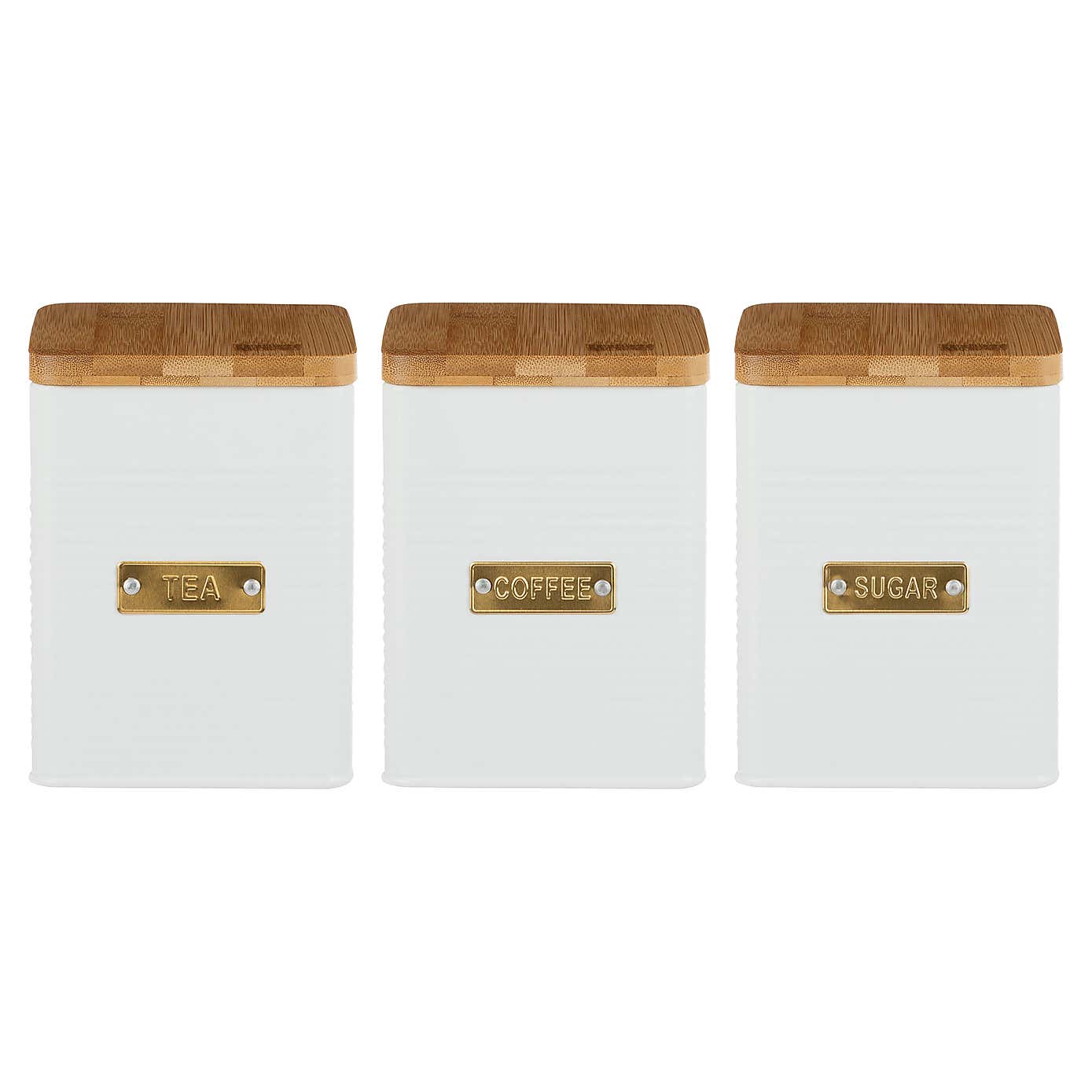 Typhoon Otto Set of 3 White Square Tea, Coffee & Sugar Canisters